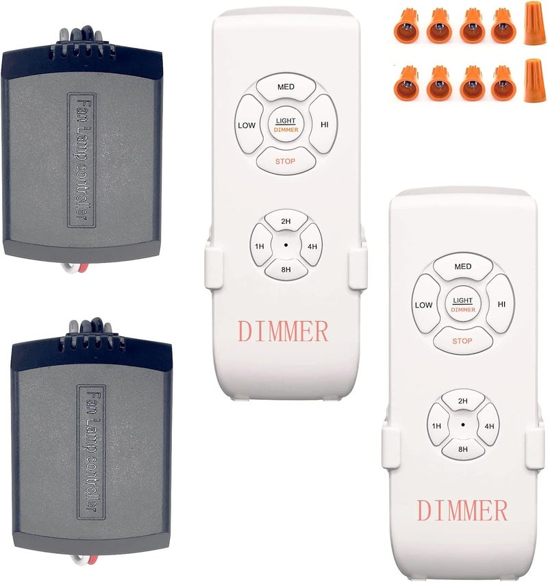 Humpptom Ceiling Fan Remote Control Kit, Universal Small Size Receiver Fit for Hampton Bay Harbor Breeze Hunter Dimmable DIMMER-2 Pack - Image 1